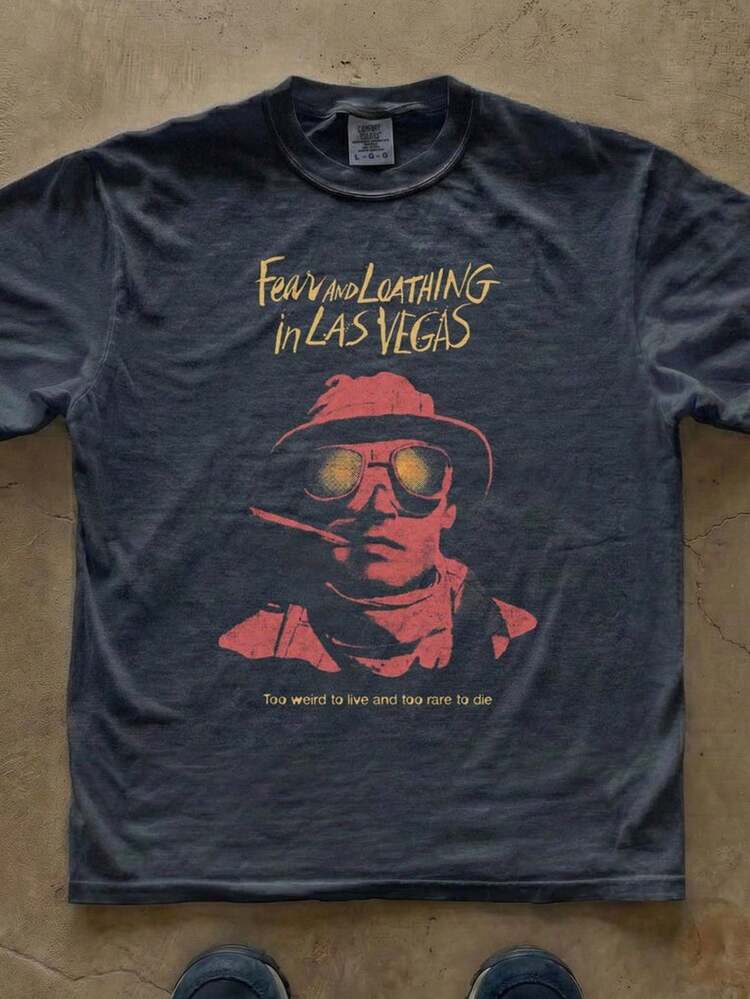Fear And Loathing In Las Vegas Vintage Graphic Tee, Plus Size, Loose And Comfortable Fit - 後退 - 查看 6