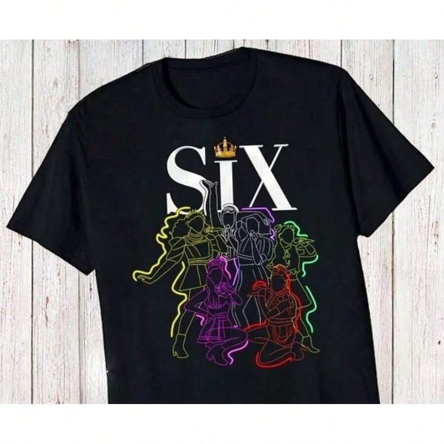 Short-Sleeved T-Shirt For Young Women (Girls And Boys) And Plus Sizes, 2026, Featuring Six Elements Of Musical Theater, Drama Theme, Women's Clothing - Stretch Polyester Blend, Machine Washable, Summer Casual Wear, Summer T-Shirt, Casual Fashion For Young Girls, Creative, Personalized, Refreshing, Minimalist, High-End, Cool, Graphic Print Of Virtual Girl Group Characters, Comfortable Basic T-Shirt, Cozy Styles Suitable For All Seasons, Pop T-Shirt, Rocker Top For Kids, Tops For Children, Star T-Shirts For Girls, Father-Son Sets, Anime Merchandise, Valentine's Day Gifts, Birthday Gift. - 黑色 3 - 查看 1