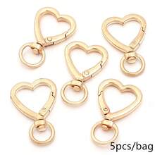 5pcs/Pack Zinc Alloy Heart-Shaped Hardware Buckle, Keychain Doll Hanging Rope Buckle, Daily Handmade Hanging Decoration Connector Buckle, 41mm Rotatable Spring Buckle, DIY Bag Buckle Hook - Heart-shaped Bag Buckle - View 10