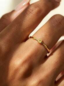 Luxury Bamboo Knot Rhinestone Ring, Unique Design Meaning "Steady Advancement", Minimalist Versatile Daily Wear, Thoughtful Gift For Girlfriend Or Best Friend - Diamond Ring - View 2