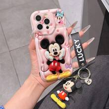 This Disney Mickey Mouse Lanyard Phone Case Is Fully Covered In TPU Material. It's Shockproof, Lightweight, And Compatible With IPhone17/16/11/13/15/15 Plus/15 Pro/15 Pro Max/12/14 Pro Max/11 Pro Max/12 Pro/12 Pro Max/13. This Phone Case Makes A Popular Birthday Gift Or Business Gift; It's Durable, Stain- And Fingerprint Resistant, And Suitable For Both Men And Women. The Set Also Includes A Mickey Mouse Phone Case And A Mickey Mouse Plush Bracelet. It's A Perfect Gift For Friends And Family. This Stylish Phone Case Is Fun, Lightweight, And Durable. IPhone17 Pro Max Phone Case, Minnie Mouse Phone Case. - trắng - Xem 5