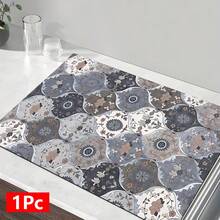 1 pieza Estera de secado de platos absorbente con patrón floral de diamante vintage, decoración del hogar, apta para máquina de espresso, fregadero, grifo, baño, accesorios de cocina - Multicolor - Ver 12