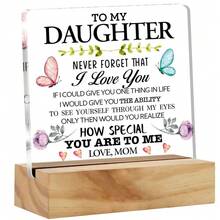 1pc New Square Acrylic Desktop Decor Figurine With Base, Gift For Relatives, Friends, Sisters - 1PC - View 12