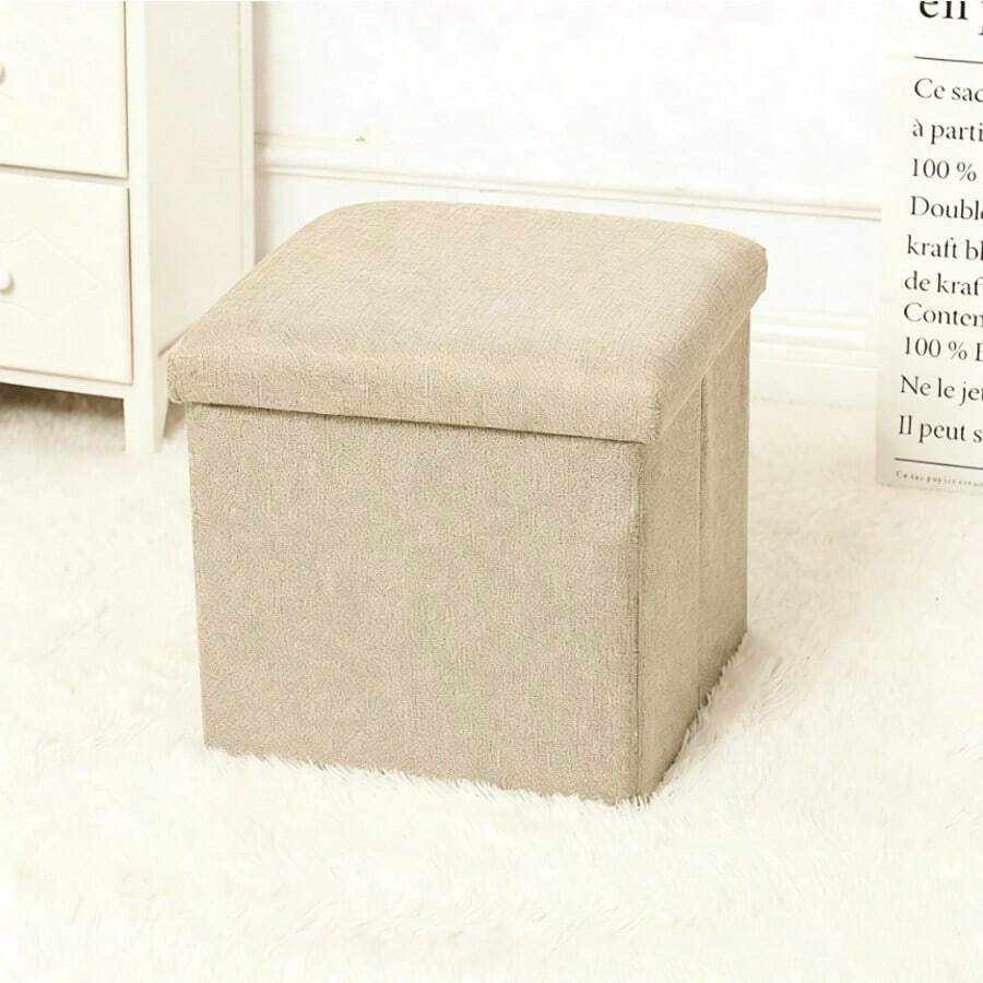 Multifunctional Folding Storage Ottoman, Square Storage Bench, Fabric Storage Box, Minimalist Practical Sofa Stool, Foldable Toy Storage Box