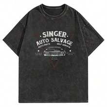 T-Shirt With DTG Print Inspired By Singer Auto Salvage - 黑色 - View 1
