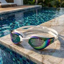 Gafas de natación competitivas profesionales para adultos, gafas de carreras con película electrochapada de colores, lente de alta definición, impermeables, antiempañantes, electrochapadas, gafas de natación de competición unisex, equipo de natación - Multicolor - Ver 2