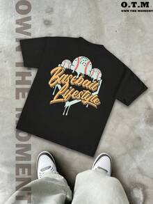 Camisetas para Niños y Jóvenes, Diseño Casual de Manga Corta con Estampado de Helado y Béisbol, Diseño de Bola Interesante, Estilo Deportivo, Graffiti Moderno, 180 Gramos, 100% Algodón - azul y negro - Ver 3