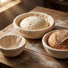 1pc White Round Proofing Basket, Natural Wicker Bread Fermentation Basket With Lining Cloth, Dough Proofing Bowl, Bread Proofing Basket, Durable Baking Tool, Suitable For Home Bread Making And Beginner Baking, Essential Bread Making Tool - White - View 2