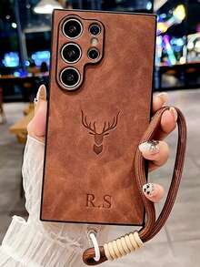 Personalized Glitter Customized DIY Name Shiny Rhinestone Magnetic Mirror Finish Stand Phone Case Compatible With Samsung Galaxy S25 Ultra S24 Ultra S23 Ultra S22 Ultra Plus Camera Protection Shockproof Back Cover - Brown - View 2