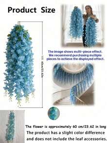 30-Piece Artificial Wisteria Hanging Garland, Silk Flower Strings, Home Decor For Parties-Perfect For Staircases, Balconies, And Dining Tables, Blue - Multicolor - View 9