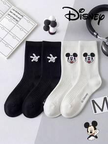 Disney 2双装正品迪士尼袜子，黑白条纹中筒袜，男女通用，适合夏季穿着。可爱卡通图案，时尚靓丽的白色迪士尼女袜。透气吸汗，休闲百搭，适合学生、成人，也可作为礼物或日常穿着。 - 彩色 - 查看 12