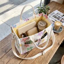 A Large-Capacity Multi-Purpose Tote Bag It Also Features A Unique Colored Flowers Print Pattern. - It Strawberry Be Used As A Shopping Bag, A Handbag Or A Shoulder Bag. This Large-Capacity Thick-Threaded Tote Bag Is Lightweight And Has A Soft Texture. - Multicolor - View 4