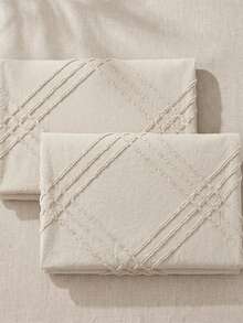1/2 piezas Fundas de almohada beige con recortes y volantes (Inserto no incluido) - Estilo cottage bohemio fresco y lindo, ligero y transpirable, decoración del hogar lavable a máquina, Bohocottage, Diseño con recortes, Volantes, Bolster largo - Beige claro - Ver 7