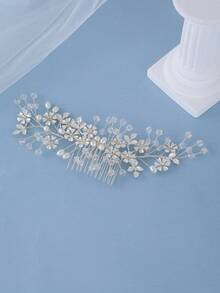 Timeless Dainty Flower‑Pattern Hair Comb, Soft‑Spreading Pearl & Crystal Formal Wedding Hair Accessory - Multicolor - View 4
