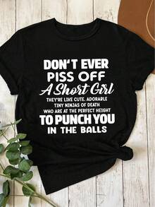 Camiseta divertida para mujer "No te quites el short", camiseta estampada, top casual de manga corta para primavera, verano y otoo, ropa casual, tejido suave, regalo para ella - Negro - Ver 2