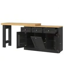 Extendable Bar Table With Storage, Folding Dining Table With Drawer And Snack Shelf, Sliding Bin Holder (Bin Not Included), Space-Saving Design Ideal For Small Apartments And Kitchens, White - 黑色 - 查看 11
