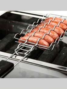 Stainless Steel BBQ Basket - Suitable For Sausages, Picnics And Camping - Essential Camping BBQ Accessory | Stainless Steel Material | Durable And Sturdy, Sausage Rack - Multicolor - View 6