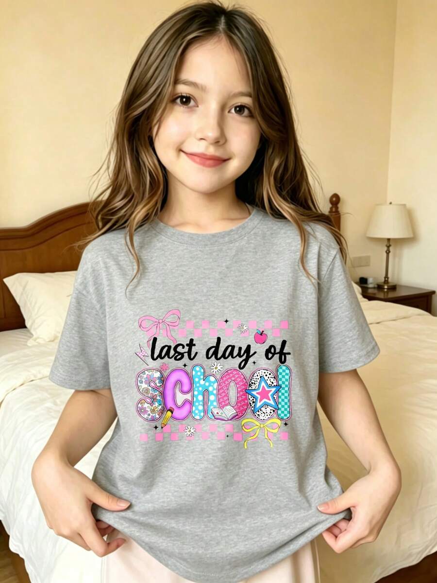 Last Day Of School Girls' T-Shirt - 灰色 - 查看 1