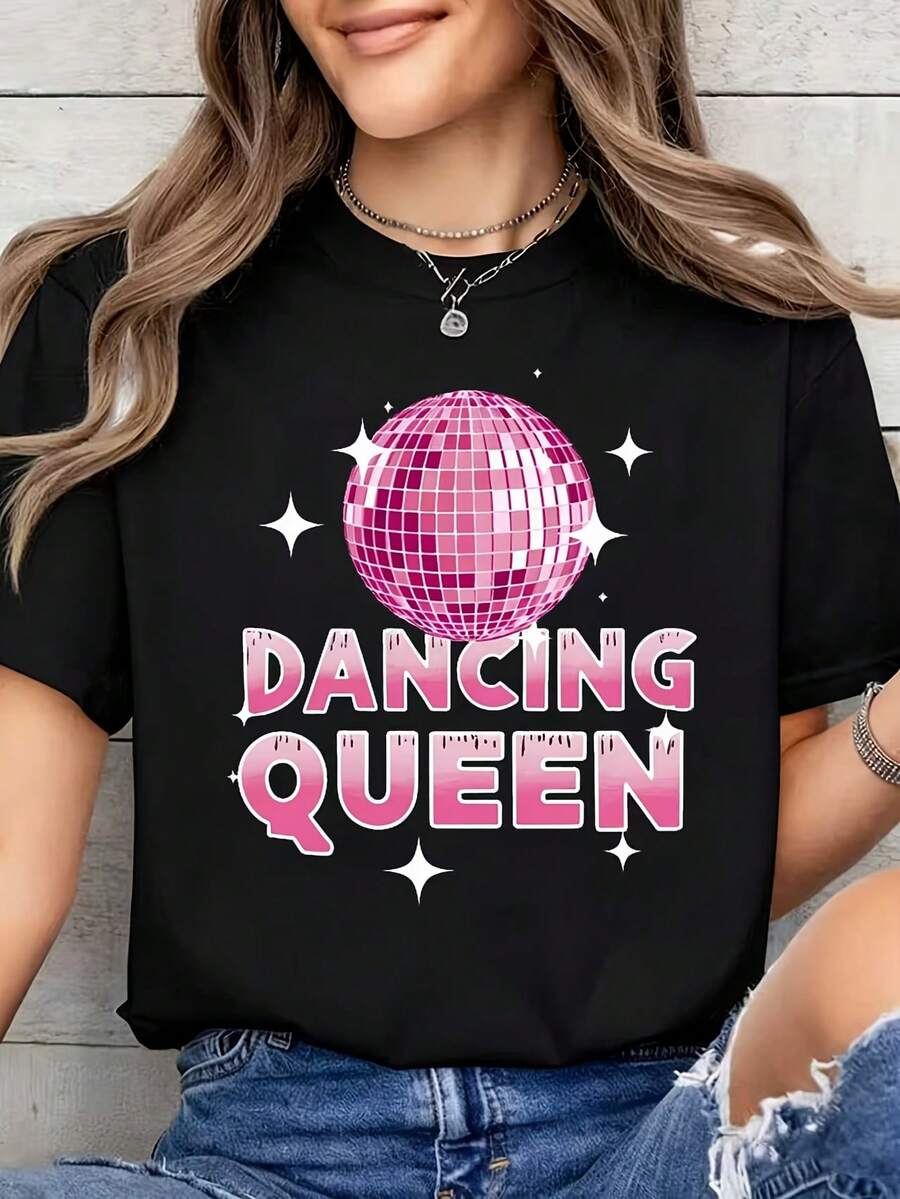 T-shirt noir disco confortable << Kiss All The Time », unisexe, idéal pour tous les jours. - Noir - Voir 1