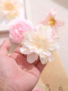 50 piezas de cabezas de flores artificiales, incluye 3 tamaños de flores falsas, mini flores y pequeñas margaritas, adecuadas para manualidades de boda, decoración del hogar, decoración de fiestas y talla grande - Rosa - Ver 8