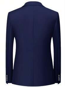 Men's Elegant Suit - Slim-Fit Suit, Suitable For Weddings And Formal Occasions, Perfect For Office Meetings And Elegant Events. Formal Attire | Slim-Fit Suit | Durable Wedding Suit - 藏蓝色 - 查看 4