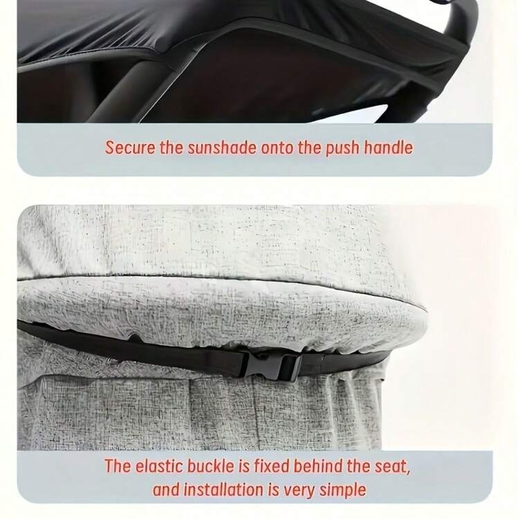 1pc High Landscape Reversible Stroller Canopy - Universal Elastic Band Mesh Sunshade, Black Stroller Sunshade Cloth, Stretchable, UV Protection, Easy To Carry - With Sunroof - View 9