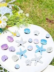 20件米色鞋飾（海星、花朵、貝殼、蝴蝶結）適用於穿孔拖鞋DIY裝飾配件，完美搭配單品，生日、節日、派對送禮首選 - 多種色 - 查看 2
