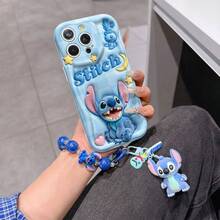 Disney Has Authorized, Phone Case - Chain Set, The Stitch Lilo & Stitch 3D Phone Case Plus A Silicone 3D Stitch Bracelet With Metallic Ring Removable Bracelet, Stitch And Angel Pattern, Compatible With Iphone17/16/15/14/13/12/11/XS/XR/X Plus Pro Max, A Stylish Cartoon Phone Case, The Perfect Gift Choice, Phone Protection, Durable Phone Cover, Great Gift For Friends And Family. - trắng - Xem 6