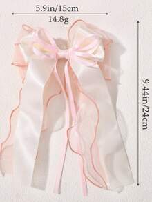1 Pack Of Streamer Bow Hairpins, Chiffon Solid Color Hair Accessories For Girls, Cute Macaron Hairpins - Multicolor - View 2