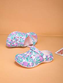 Children's All-Season Printed Sandals, Non-Slip EVA Casual Fashion, Comfortable Soft Thick Sole Beach Shoes, Slippers, Sports Slides - Pink - View 3