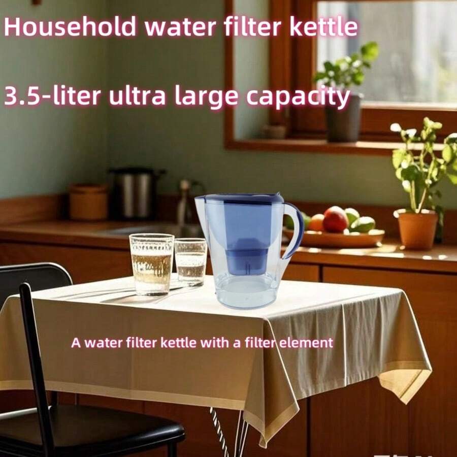1 Set 3.5L Home Water Filter Pitcher With 1/2/3 Replacement Filters, Effectively Filters Tap Water To Remove Particulates, Impurities, Sediment, Rust, Reduces Scale And Chlorine - View 1