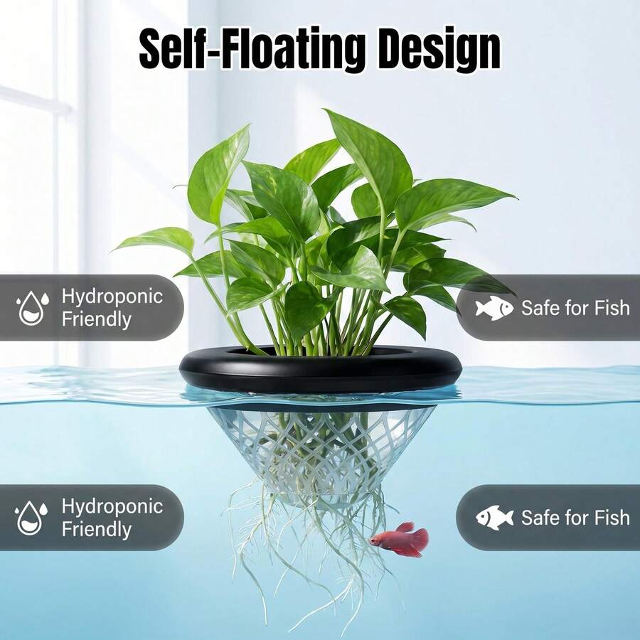 新款迷你浮動植栽盆,魚缸與戶外水池用水生植物盆 - 大的 - 查看 1