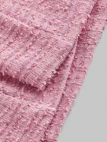 fsfvgsSHEIN MOD 1 pieza Vestido largo de manga larga con cuello y parche de cuadros elegante para mujer, otoñosbfb s G2RJ - Rosa - Ver 4
