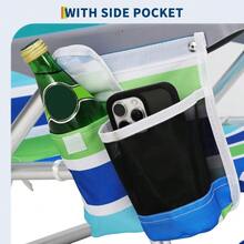 Silla de playa plegable tipo mochila ligera, juego de 2 unidades con 5 posiciones de reclinación, tumbona exterior resistente hasta 300 libras, con portavasos, bolsillo para móvil, soporte para toalla - Verde y azul - Ver 4