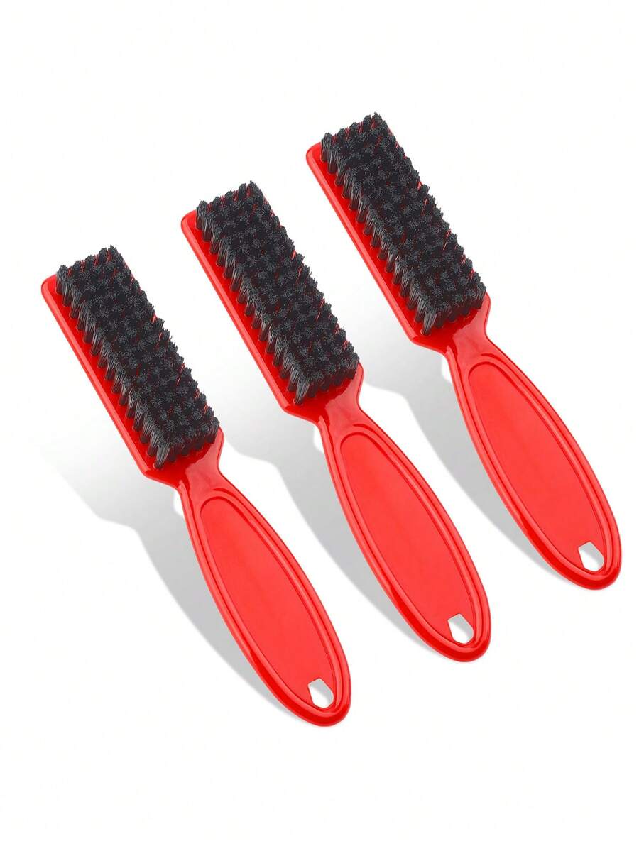 3pcs Professional Beard Styling Brush Set, Shaving Beard Brush, Barber Vintage Slick Back Hair Styling Carving Cleaning Brush - Multicolor - View 1