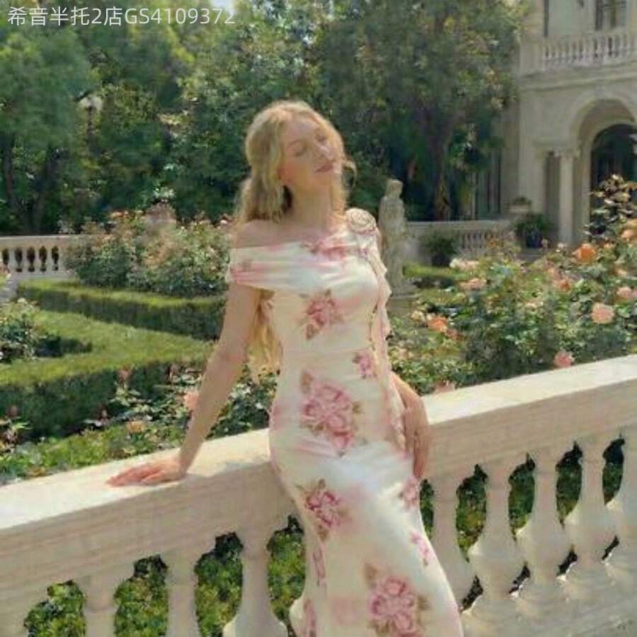 Soqi Women's Clothing Vestido decorativo con flores 3D románticas - Multicolor - Ver 1