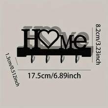 1pc Home Love Shaped Wall-Mounted Key Holder Organizer With Hooks, Suitable For Living Room Home Decor - A - View 5