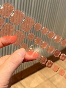 Nouveaux arrivages transfrontaliers Autocollants pour ongles d'orteils en gel semi-durcis d'été, design éclair pailleté, en stock en gros, imperméables et longue durée - Rose saumon - Voir 6