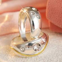 Wide Synthetic Zirconia Inlaid Ring, Suitable For Women's Music Festivals And Party Style Jewelry - Silver - View 6