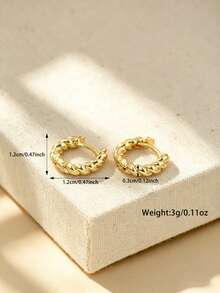 2pcs Fashion Vintage Twisted Rope Hoop Earrings Body Piercing Stud Jewelry For Women, Suitable For Daily Commute, Beach Vacation, Holiday Party, Gift For Best Friend And Other Occasions - Twisted Dough Sticks - View 5
