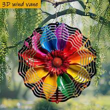 1个3D彩色盛开花朵,尺寸为25.5厘米/10英寸*25.5厘米/10英寸,带旋转挂钩,360° DIY创意风车套装,风力驱动旋转,安装简便,适合作为圣诞节、万圣节和其他节日礼物(不含吊坠),款式随机。 - A - 查看 5