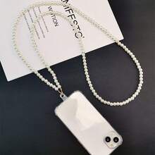 Long Pearl Phone Lanyard, High-Quality Phone Case Strap, Sturdy Crossbody Necklace Phone Charm - Multicolor - View 3