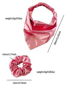 Set di elastici per capelli olografici metallici & elastici per capelli, foulard triangolare lucido + elastico per capelli elastico, alla moda per festival musicali e feste, elastici per capelli - Multicolore - Visualizzare 2
