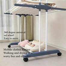 DecoDeco Tendedero Vertical Plegable con Ruedas, 4 Niveles en Blanco y Gris, Diseño Ultrapráctico para Mover y Guardar Sin Esfuerzo. - Ver 8