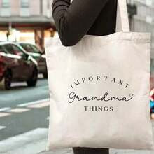 Envío gratis, entrega local enéxico, entrega en 4 días. Bolso de lona unisex informal de moda para mujer Importante Grandma Things. - Marrón - Ver 5
