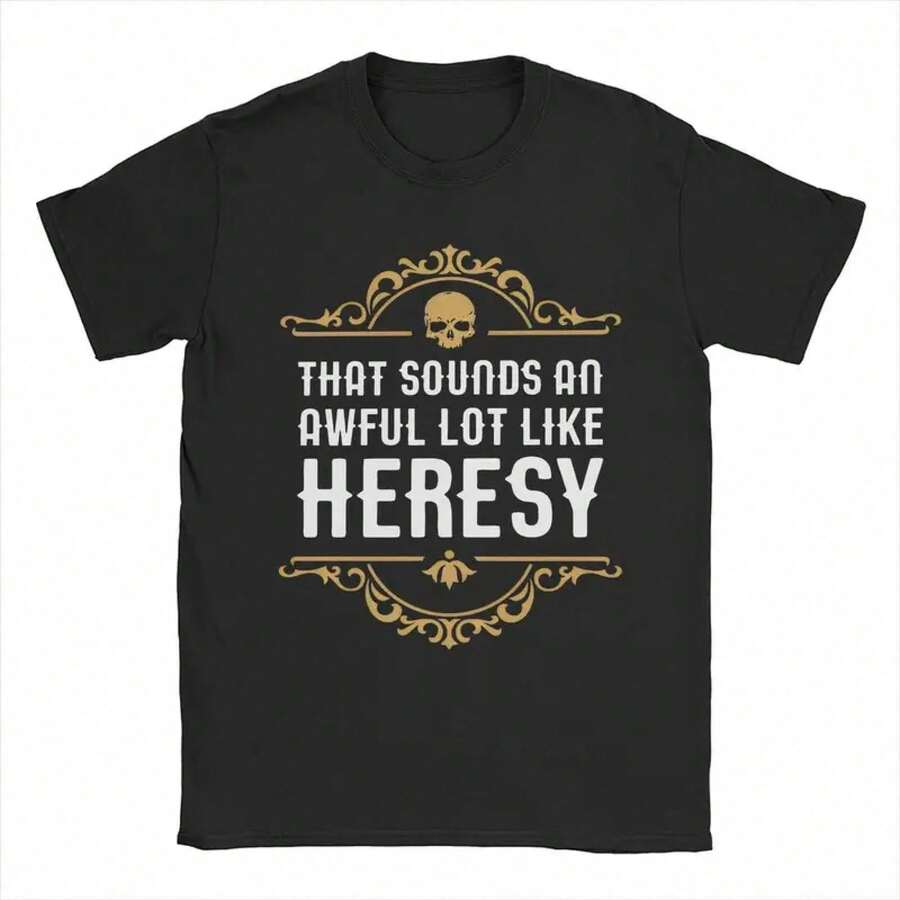 Men's Heresy Wargaming W-40K T-Shirts - Funny, 100% Cotton, Short Sleeve, Urban Style, Oversized, Loose Fit, Casual Y2K - 黑色 - 查看 1
