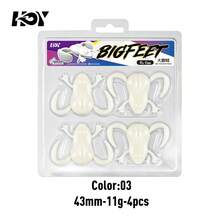 KINGDOM Big-Footed Floating Soft Frog Lure 34mm/43mm 6.2g/11g Bionic Big Feet Auto-Righting Design High-Elastic TPE Material For Bass Snakehead Freshwater Fishing Topwater Frog Bait Bass Fishing Lure - Multicolor - View 11