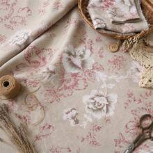 1pc Elegant Red Floral Hand-Painted Linen Fabric, Luxury Soft & Breathable Artistic Red & White Oversized Floral Print Sewing Material, Suitable For High-End Apparel, Curtains, Home Decor And DIY Projects - 1 - View 4