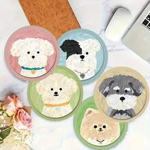 6 piezas/Juego Posavasos de Madera con Patrón de Gato Pareja Aislante de Calor Antideslizante Posavasos Decorativos Adecuados para el Hogar, la Oficina y la Decoración de Vacaciones - 6Pcs - Ver 4
