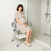 YUNRUX Shower Chair With Shelf, Shower Seat With Backrest And Armrests, Height Adjustable - A - View 10